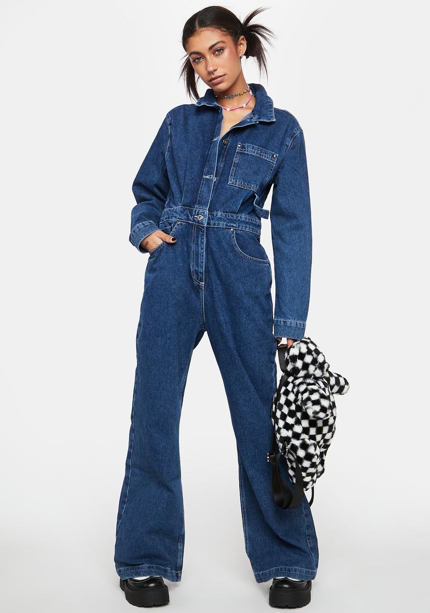 The Ragged Priest Long Sleeve Denim Cargo Jumpsuit - Indigo – Dolls Kill