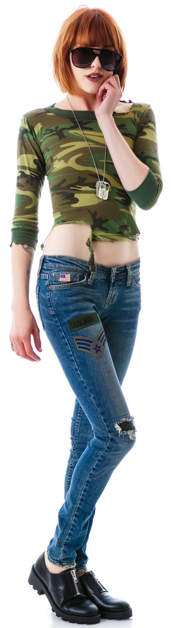 Skinny Army Patch Jeans – Dolls Kill