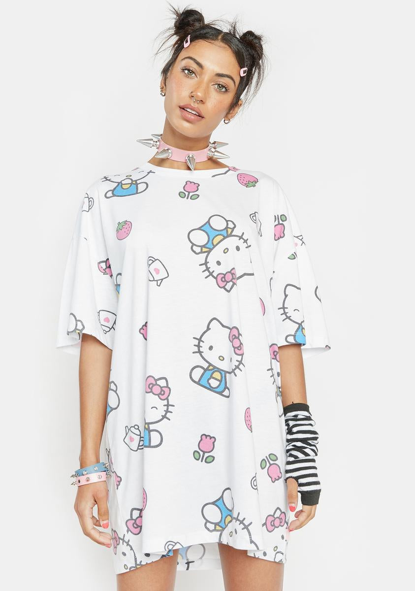 NGOrder Hello Kitty All Over Print Tee Dress - White – Dolls Kill