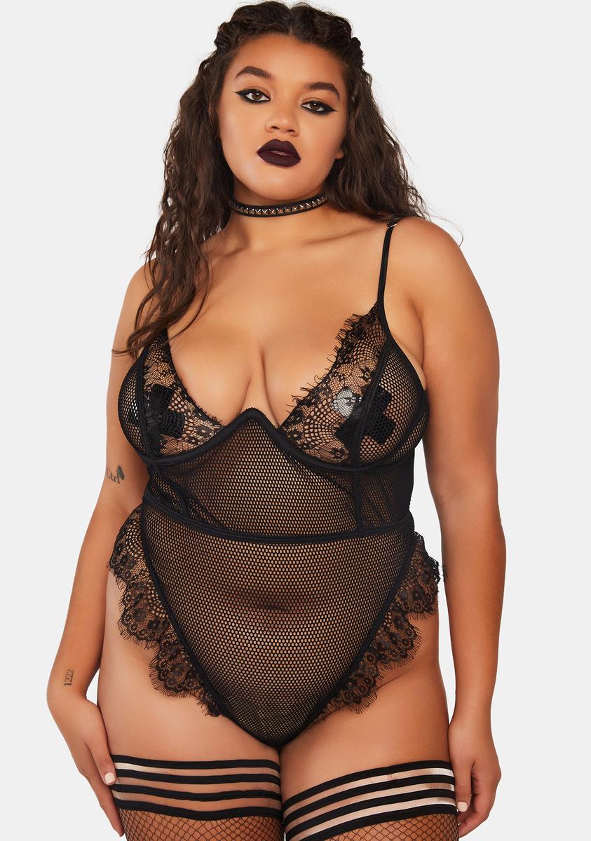Plus Obscene Kisses Fishnet Teddy,New Products : American Fashion Style Bags On Sale