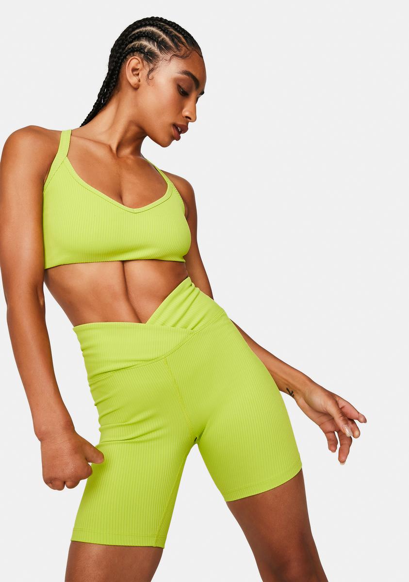 Lime Ribbed V Waist Biker Shorts Year Of Ours,New Products : American Fashion Style Bags On Sale