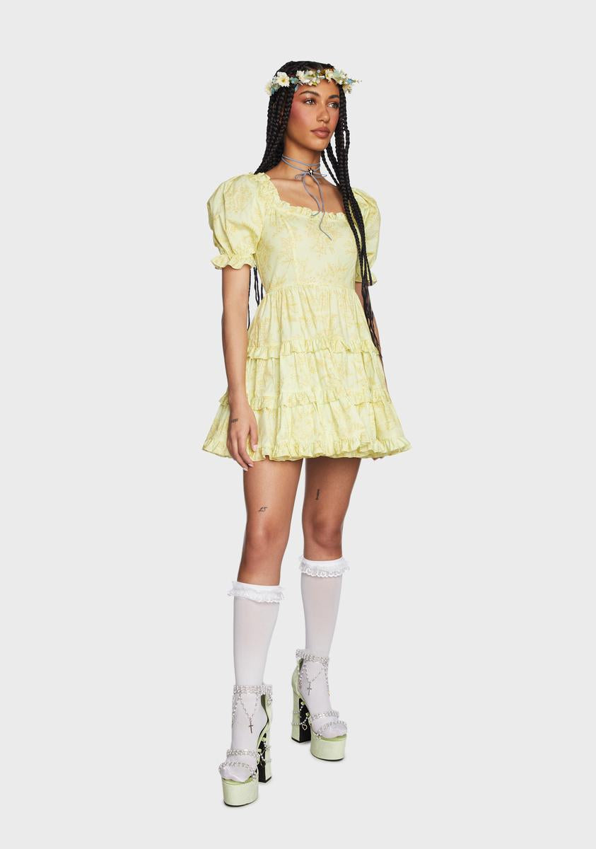 Sugar Thrillz Floral Print Babydoll Dress - Yellow  Dolls Kill