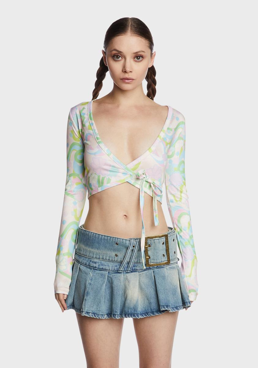 Floral Wrap Crop Top NGOrder,New Products : American Fashion Style Bags On Sale