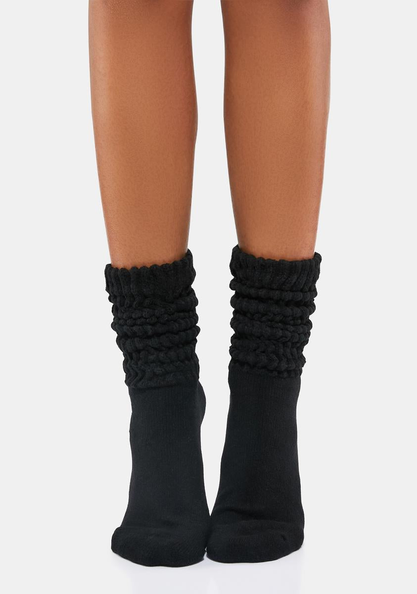 Memoi Slouch Crew Socks - Black – Dolls Kill