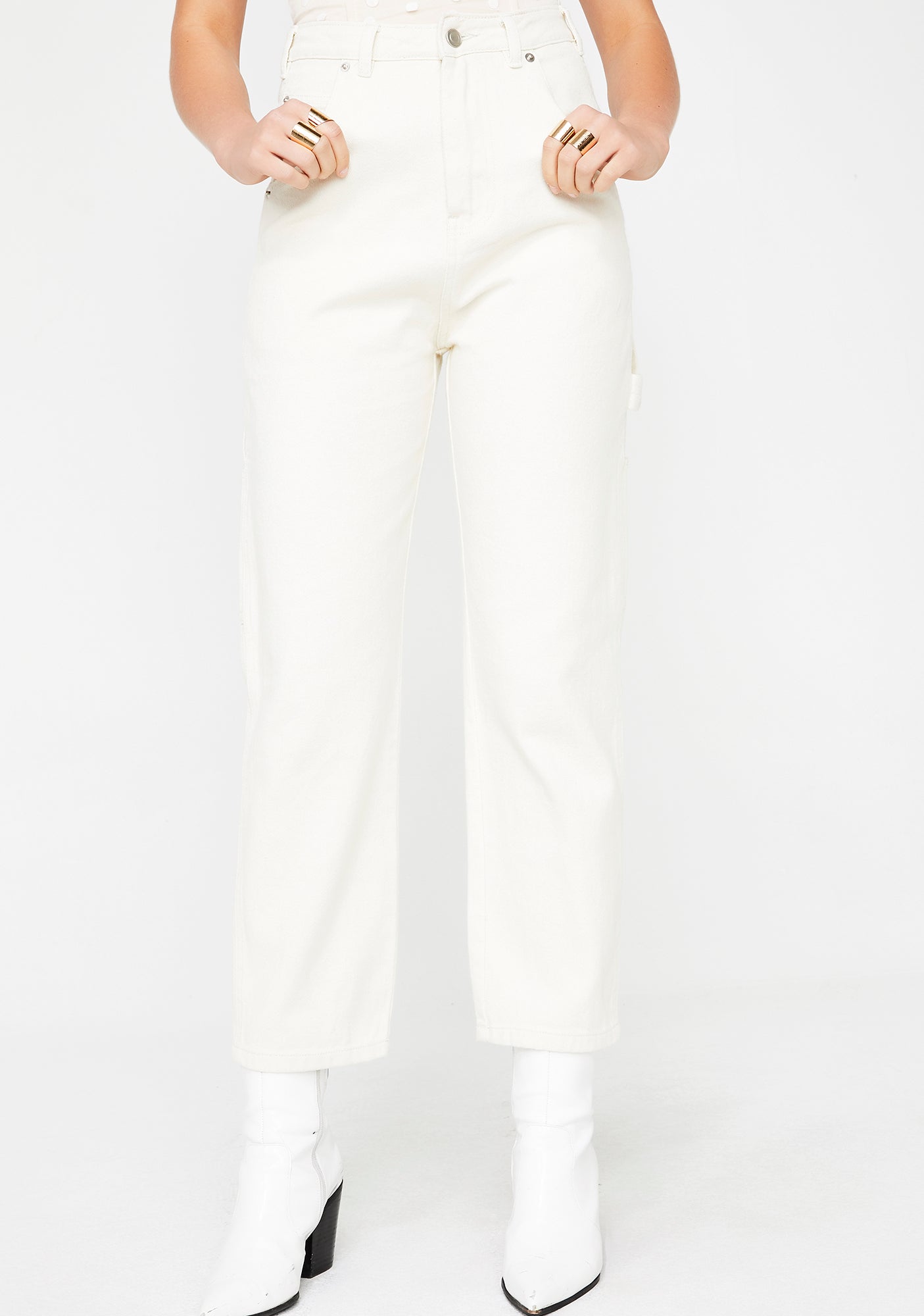 Cropped Carpenter Denim Pants White – Dolls Kill