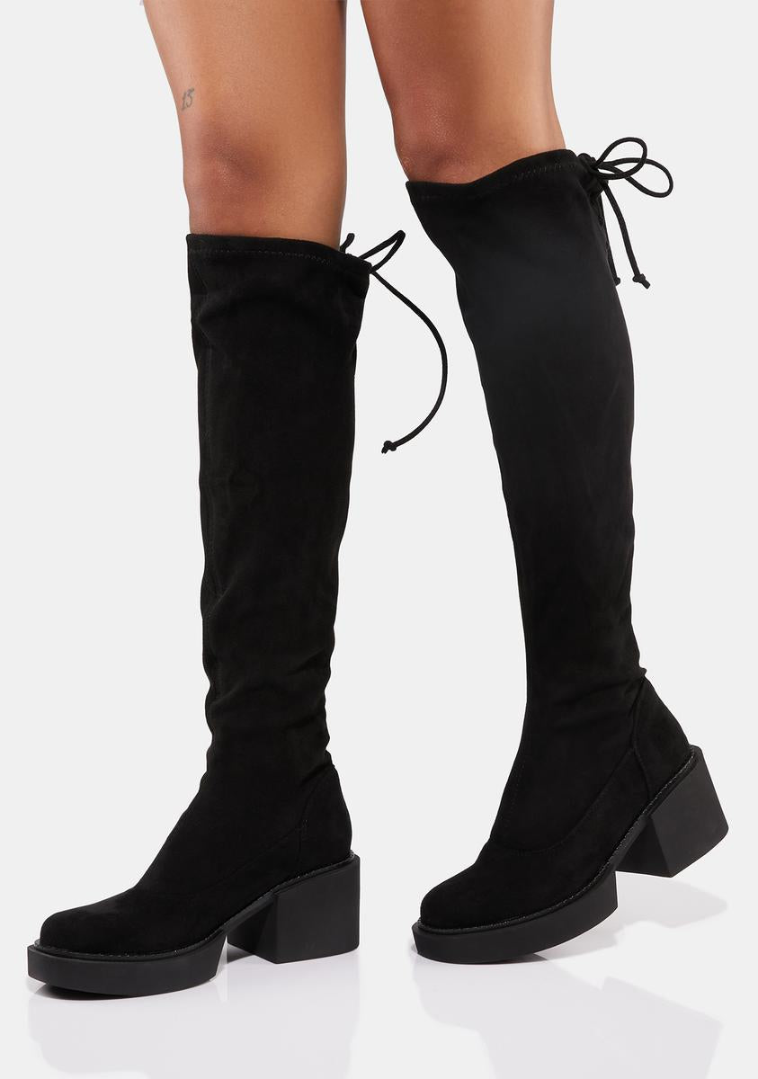 Thigh High Faux Suede Boots - Black – Dolls Kill