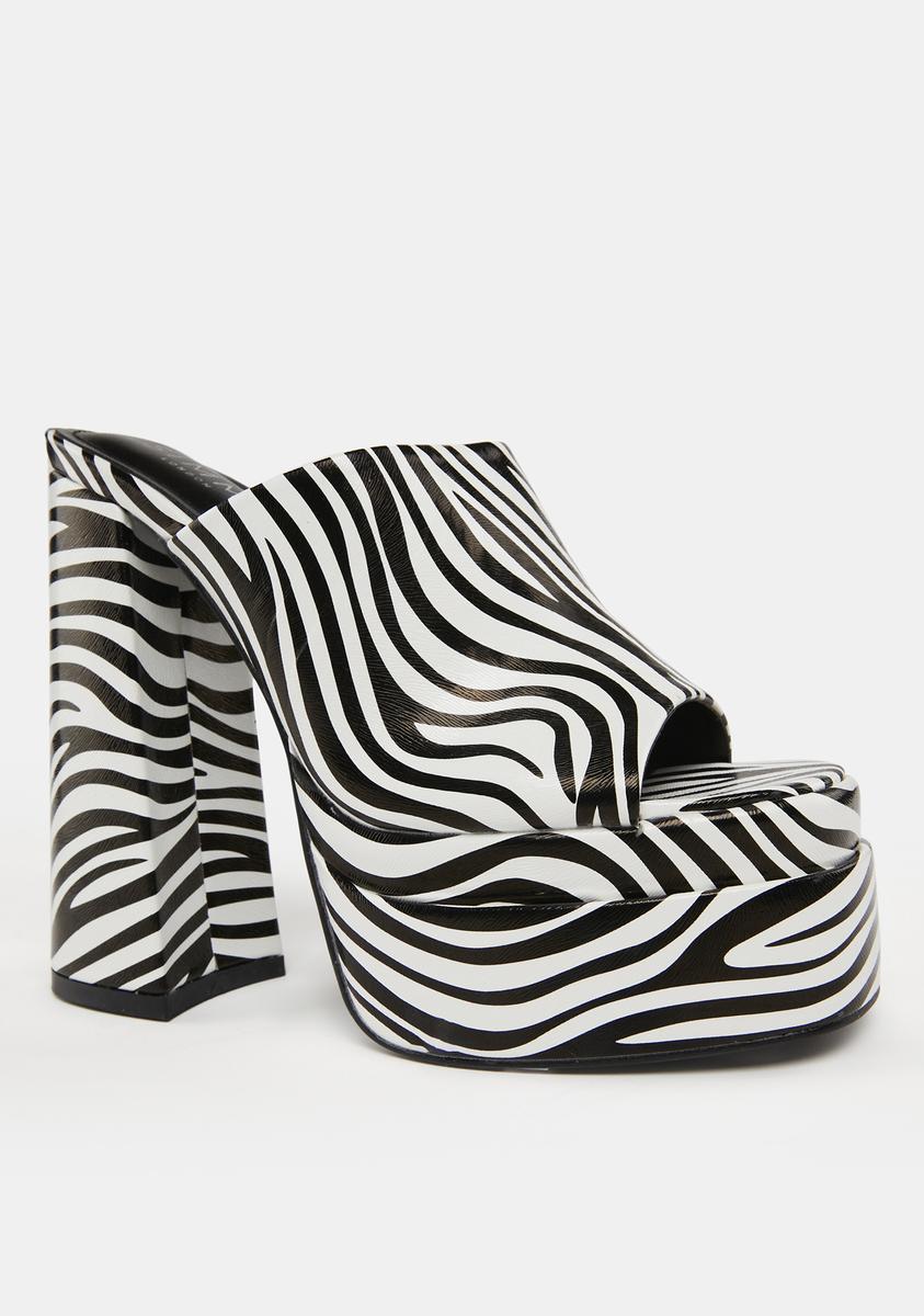 SIMMI Platform Mule Heels - Zebra – Dolls Kill