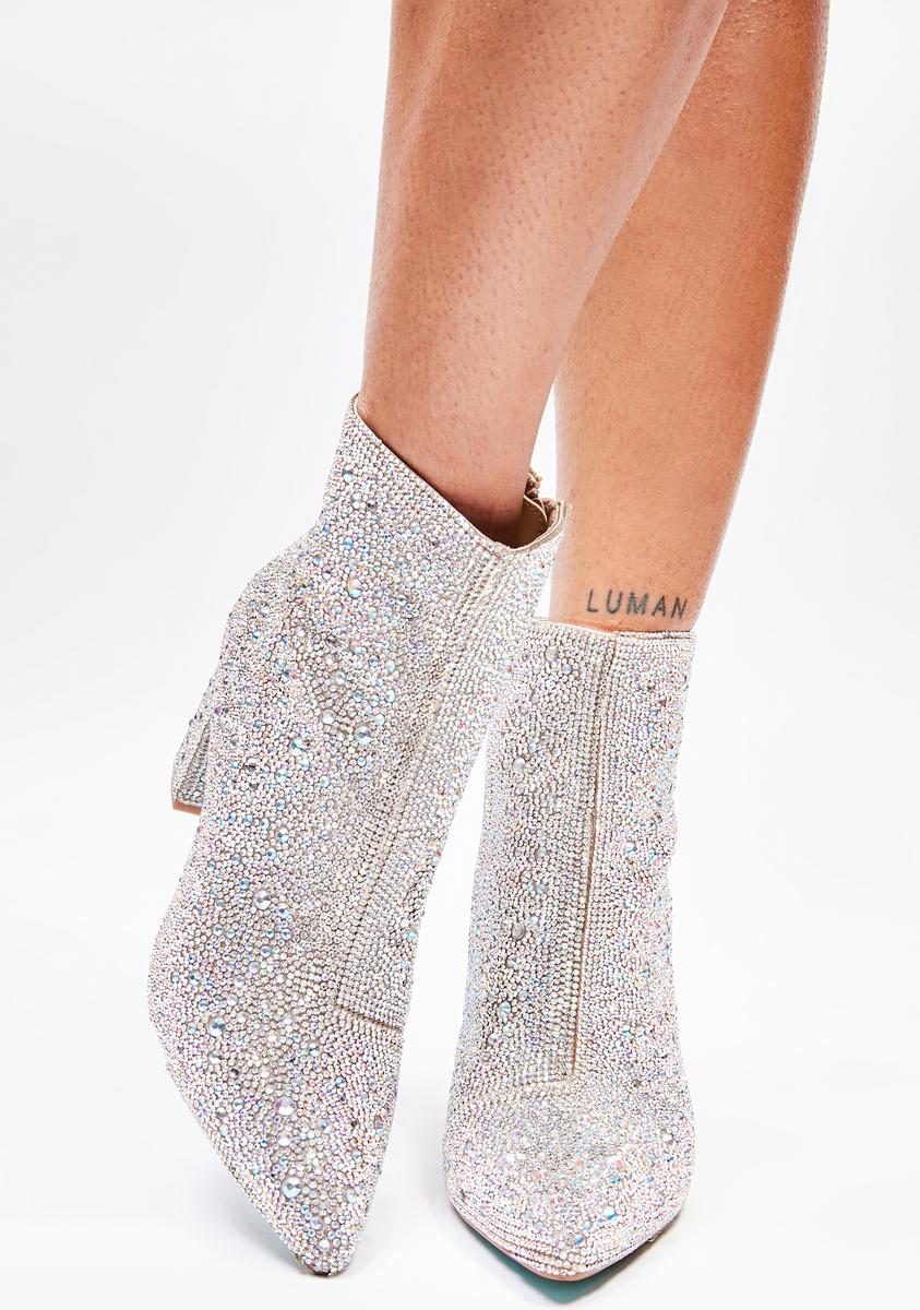 Betsey Johnson Cady Rhinestone Embellished Ankle Boots Dolls Kill