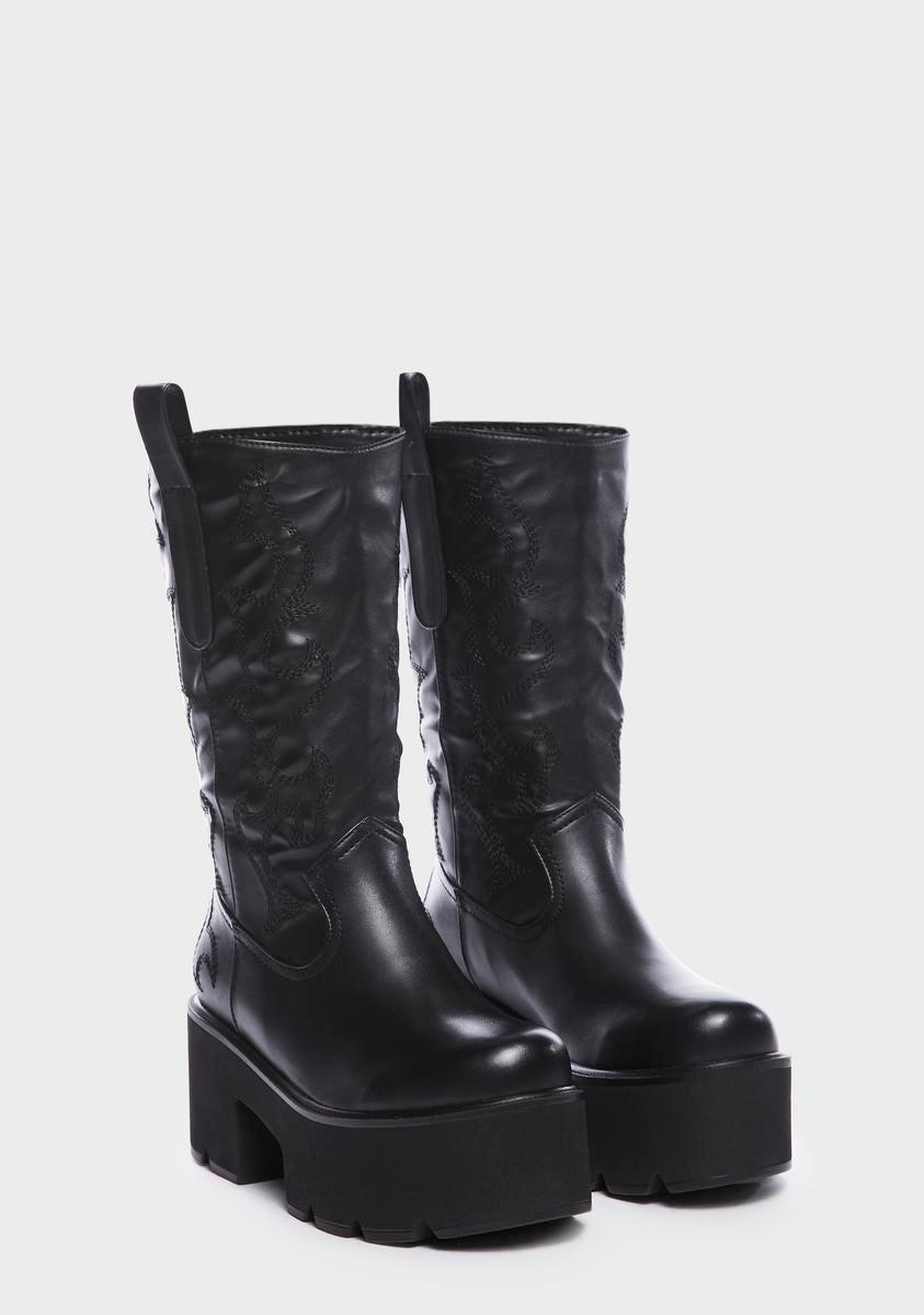 【韓国Attends アテンズ】Black doggy bliss case Current Mood Platform Vegan Leather Buckle Zipper Pocket