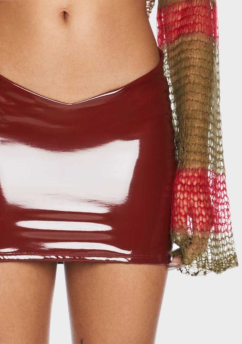 Pvc Skirt Vinyl Skirt Burgundy Latex Mini Circle Skirt Playful