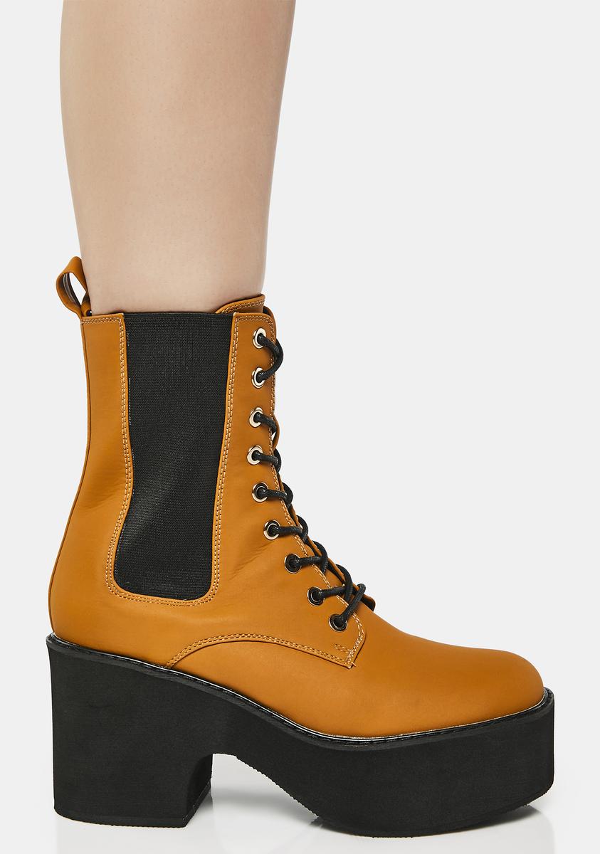 Camel Ruben Platform Combat Boots - alternate