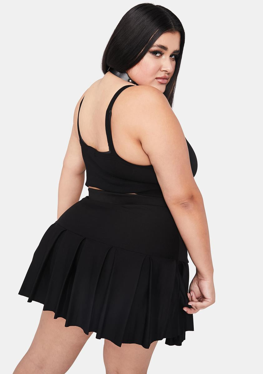 Plus Size Lace Up Pleated Skirt Black Dolls Kill