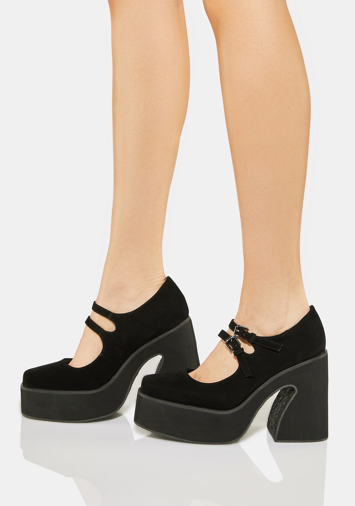 Koi Footwear Velour Mary Jane Heeled Platform Shoes – Dolls Kill