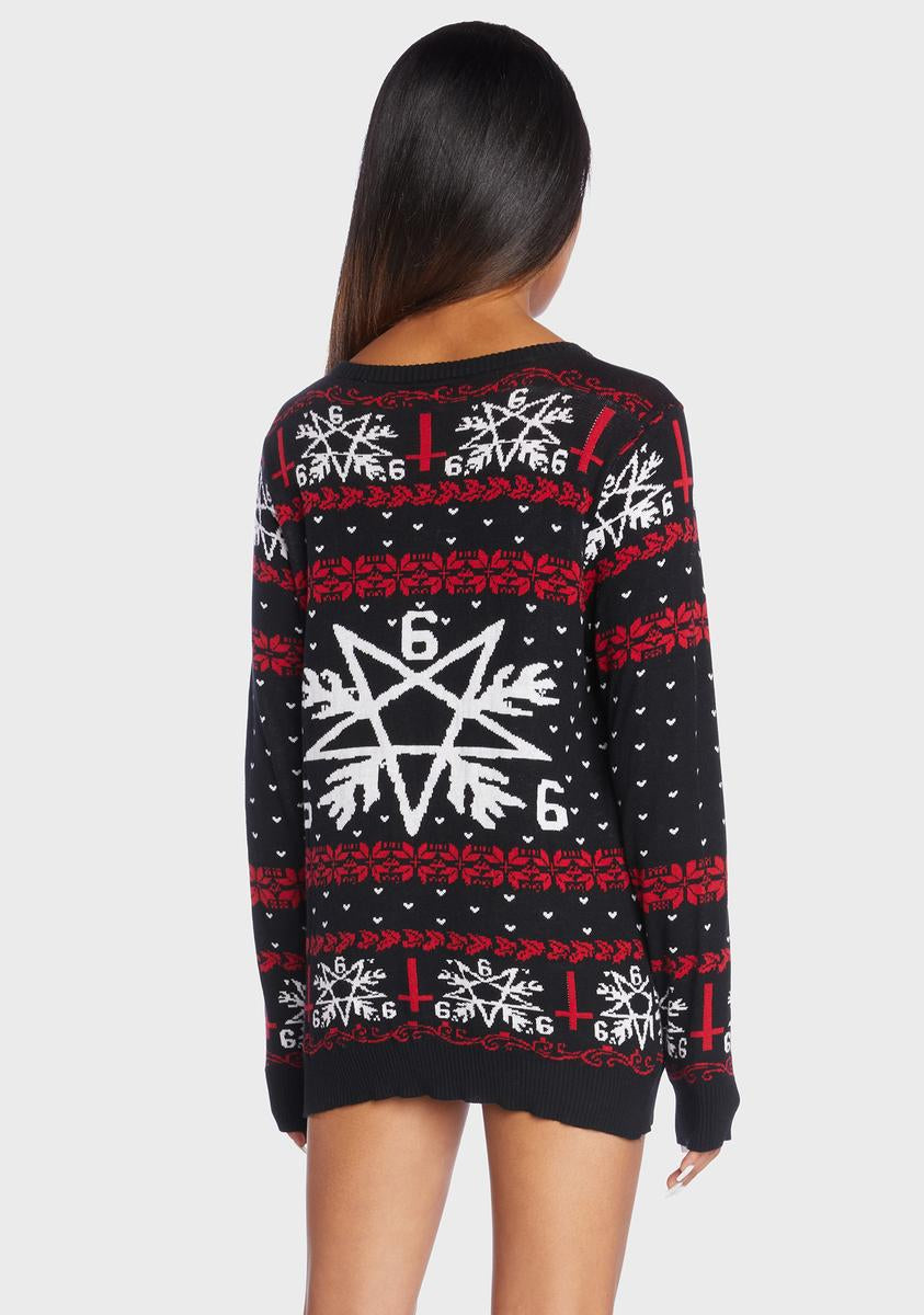 Holiday Too Fast Hail Santa Christmas Sweater Black – Dolls Kill