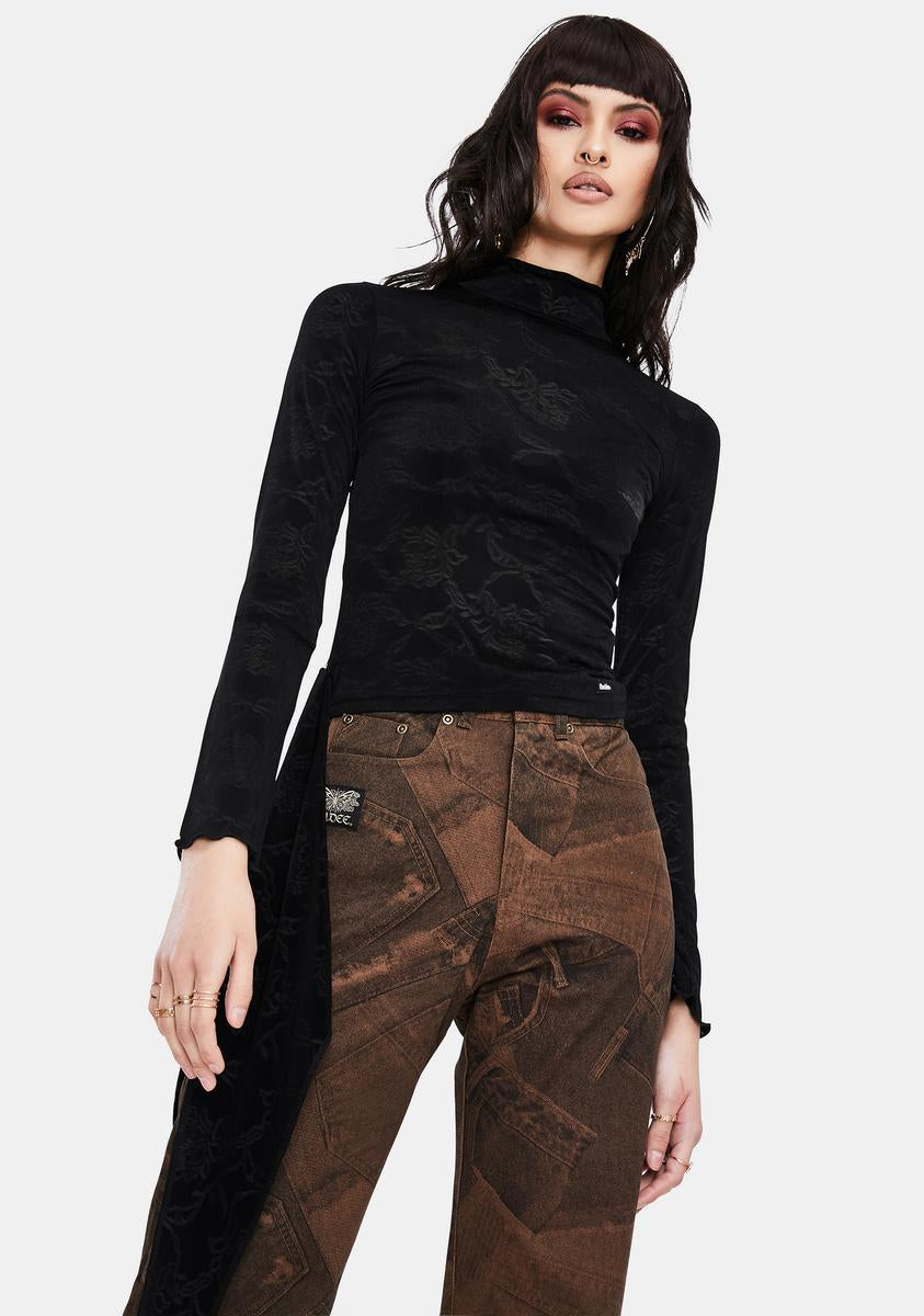Scarf Layered Mesh Top BADEE,Specials : American Fashion Style Bags On Sale