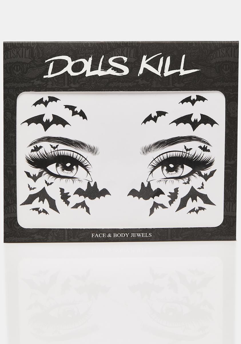 Glitter Bat Face Stickers Black Dolls Kill