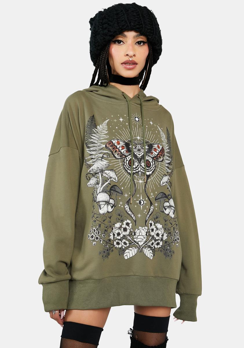 HOROSCOPEZ Libra Moth Graphic Hoodie - Sage/Dark Green – Dolls Kill