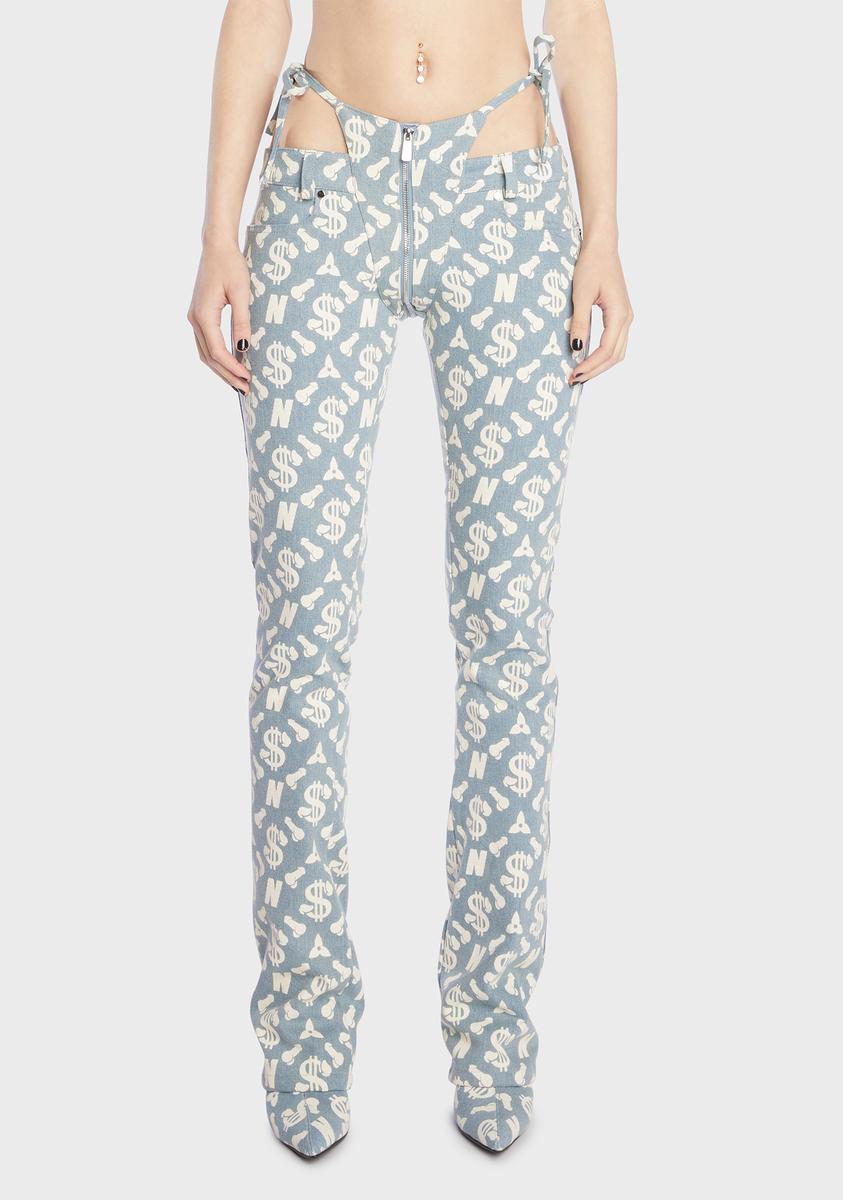 Namilia Dick Dollar Print Cut Out Thong Pants