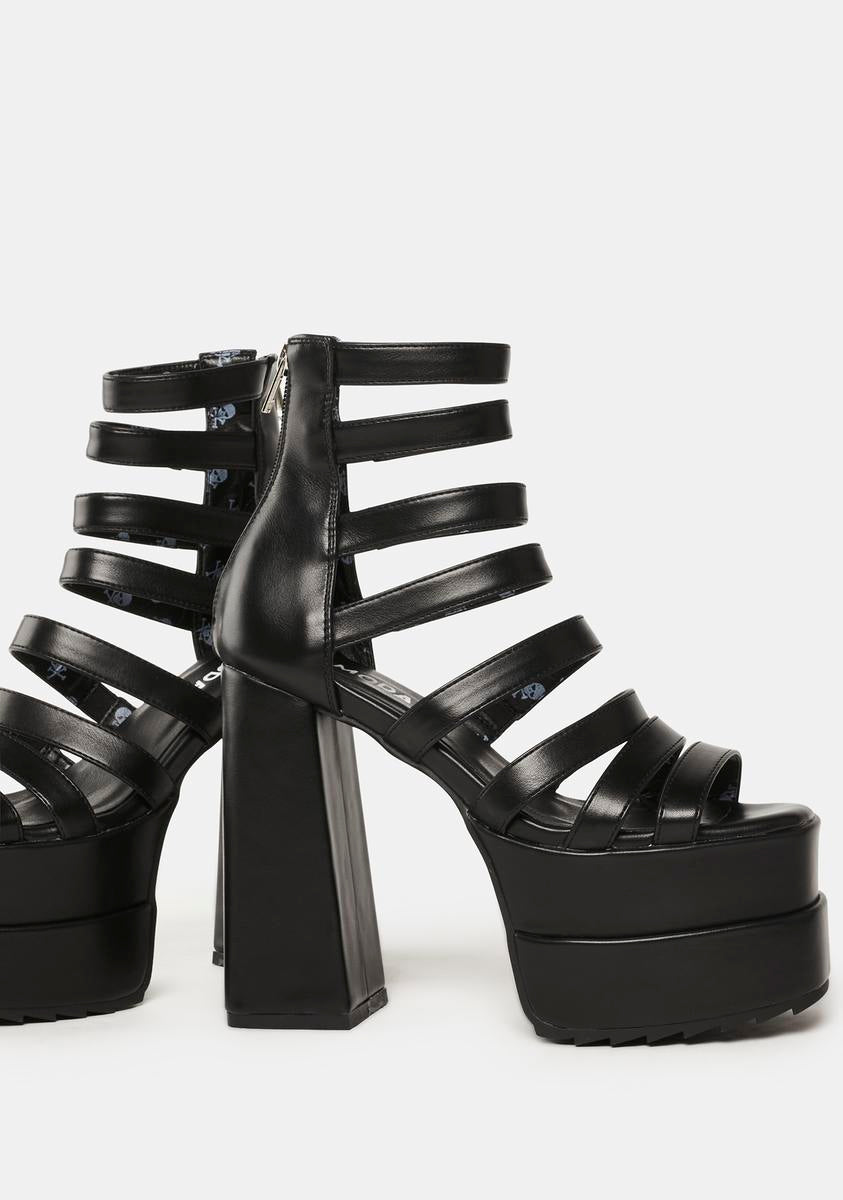 Lamoda Strappy Double Stacked Platform Sandals Black Dolls Kill