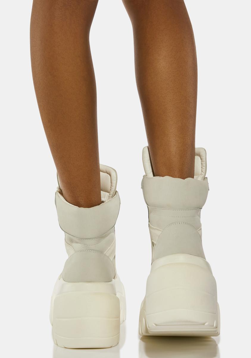 Darker Wavs Suede High Top Platform Sneakers - Off White