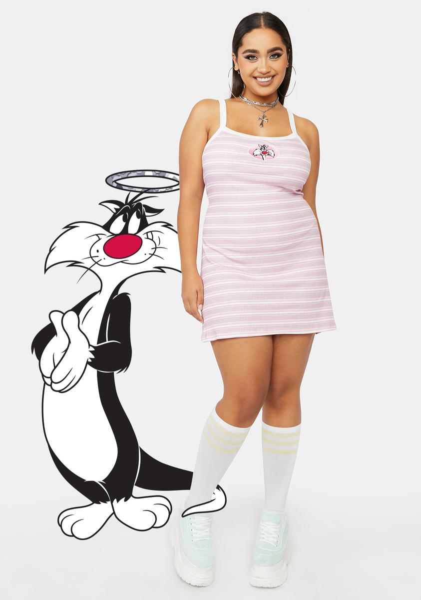 sylvester mini dress Plus Size Dolls Kill X Looney Tunes Sylvester Cat Striped Mini Dress