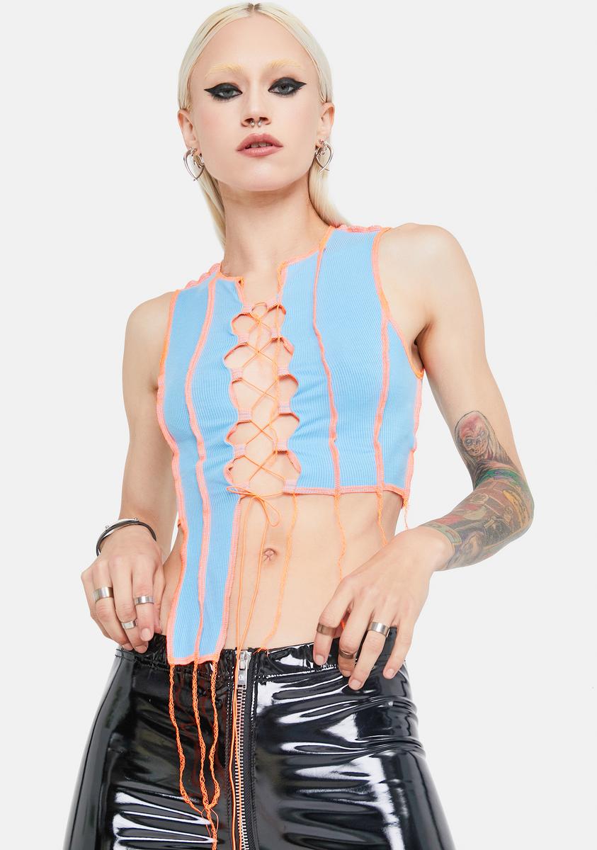 Aqua Daytime Lust Contrast Stitch Top,All Products : American Fashion Style Bags On Sale Aqua Daytime Lust Contrast Stitch Top,All Products : American Fashion Style Bags On Sale