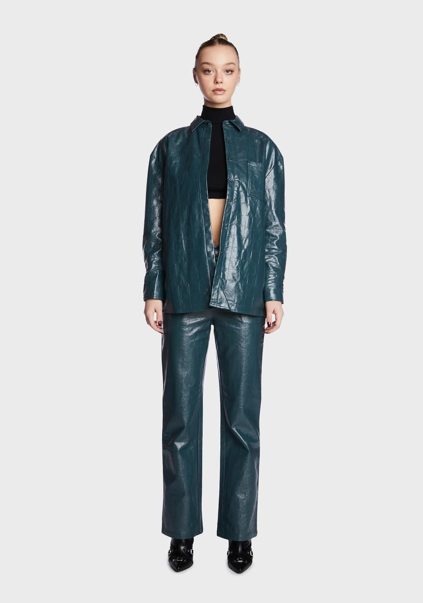 Frankey Check Stitch Faux Leather Shirt 4TH & RECKLESS,New Products : American Fashion Style Bags On Sale Frankey Check Stitch Faux Leather Shirt 4TH & RECKLESS,New Products : American Fashion Style Bags On Sale