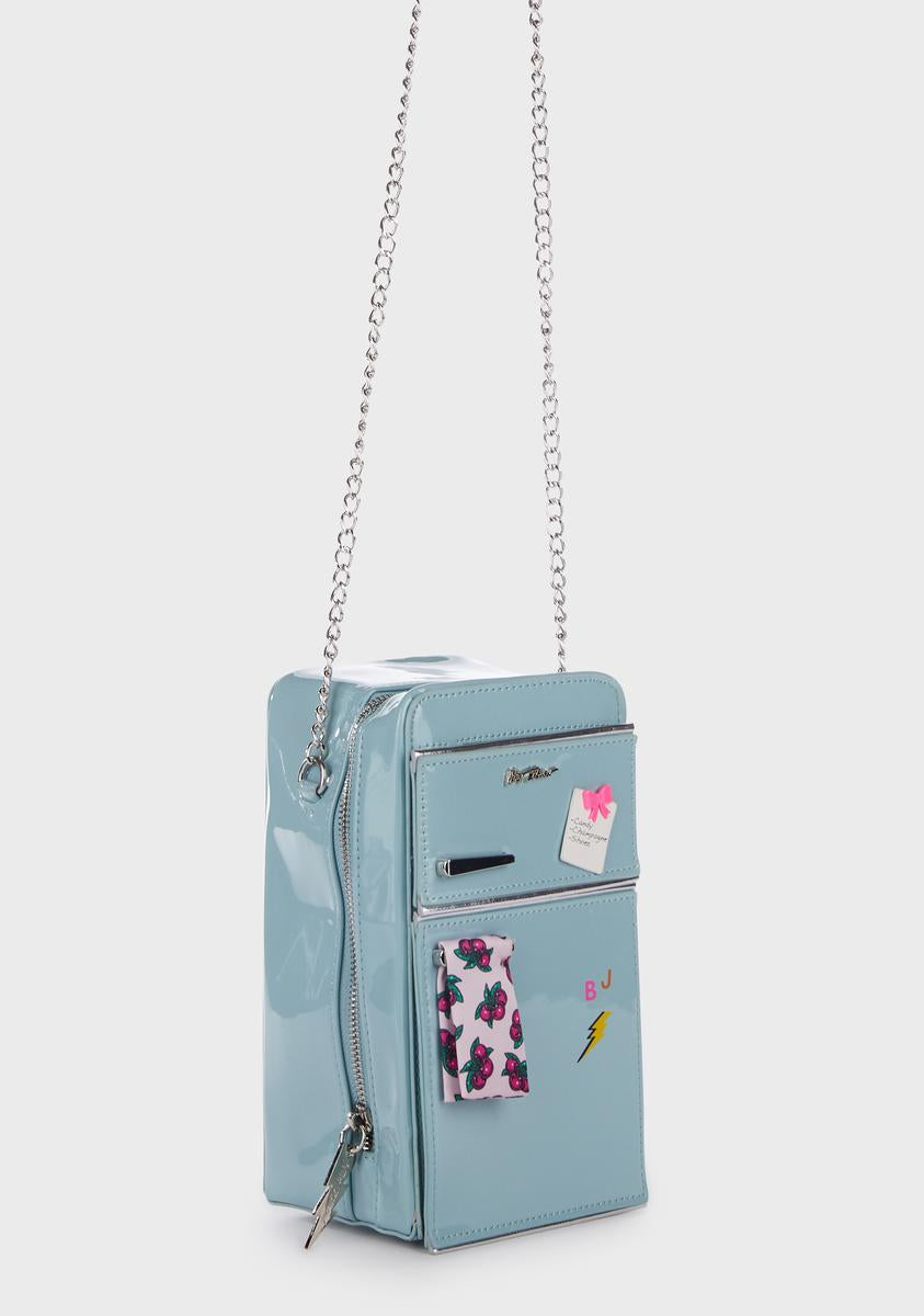betsey johnson mini crossbody backpack purse Betsey Johnson Vegan Leather Mini Fridge Crossbody Bag