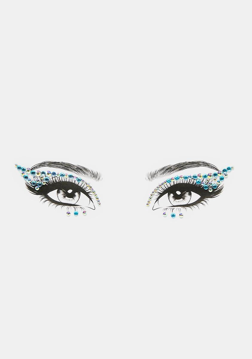 Aqua Winged Rhinestone Face Gems – Dolls Kill