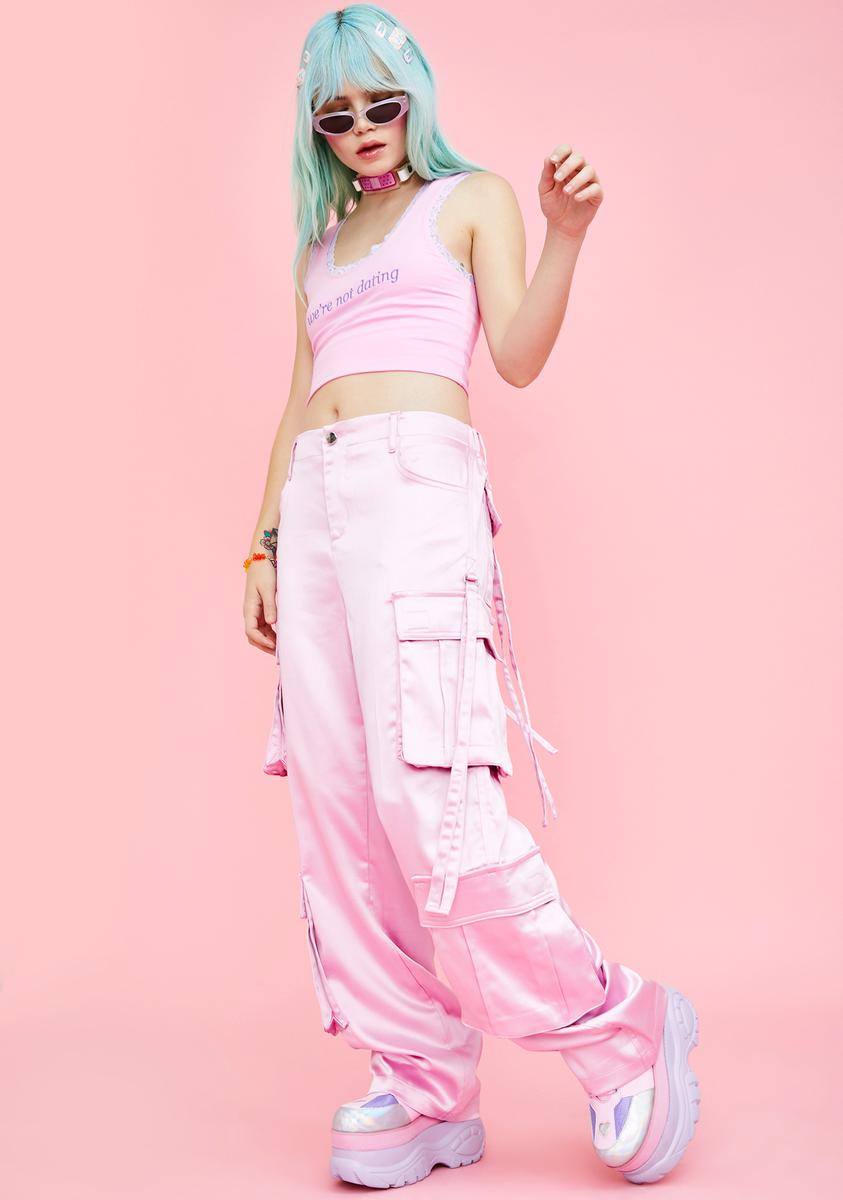 【SALE】 Thrillz Sugar Cargo Kill Dolls – Pink Satin Pants Pants