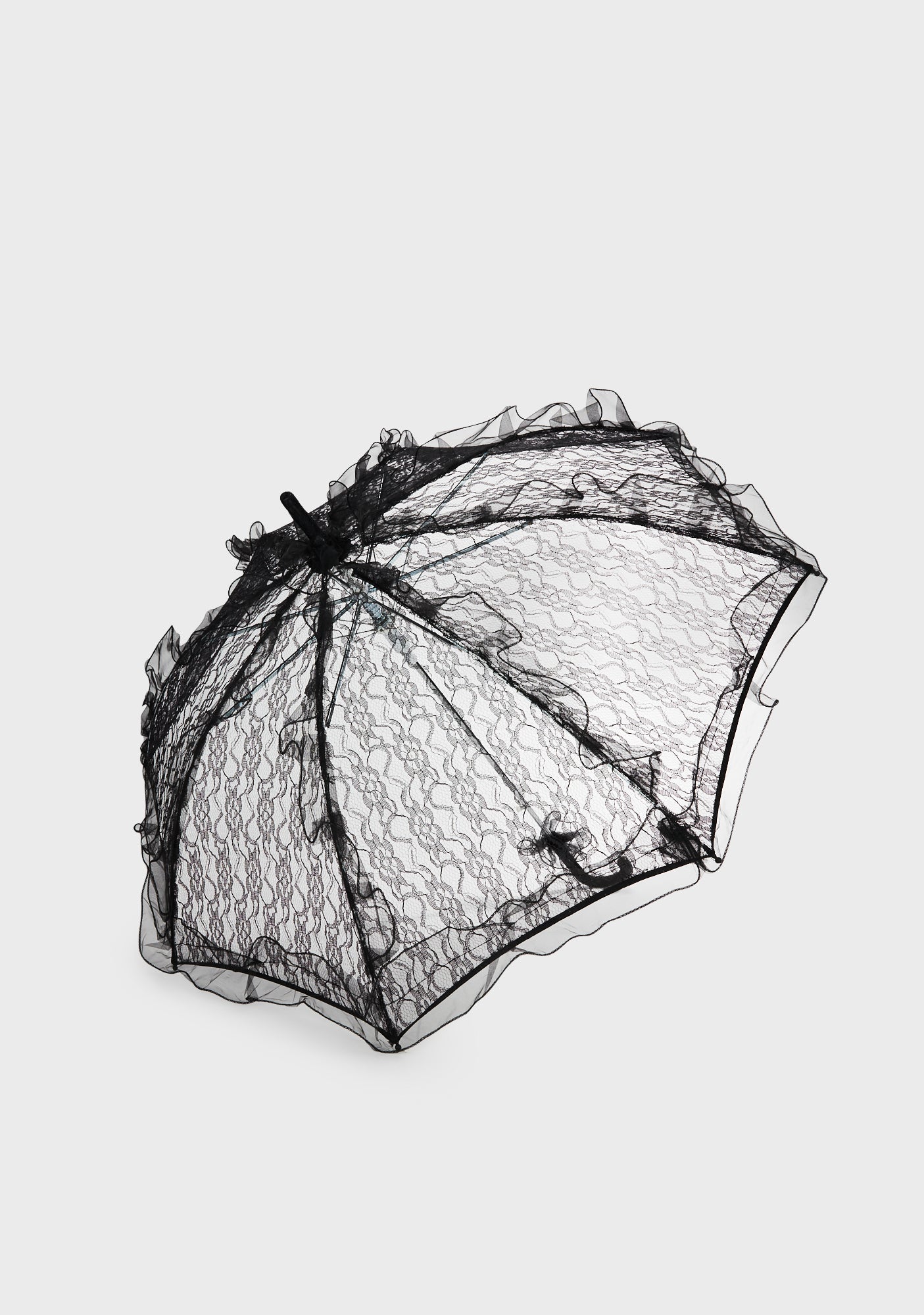 Punk Rave Lace Ruffle Trim Umbrella Black Dolls Kill