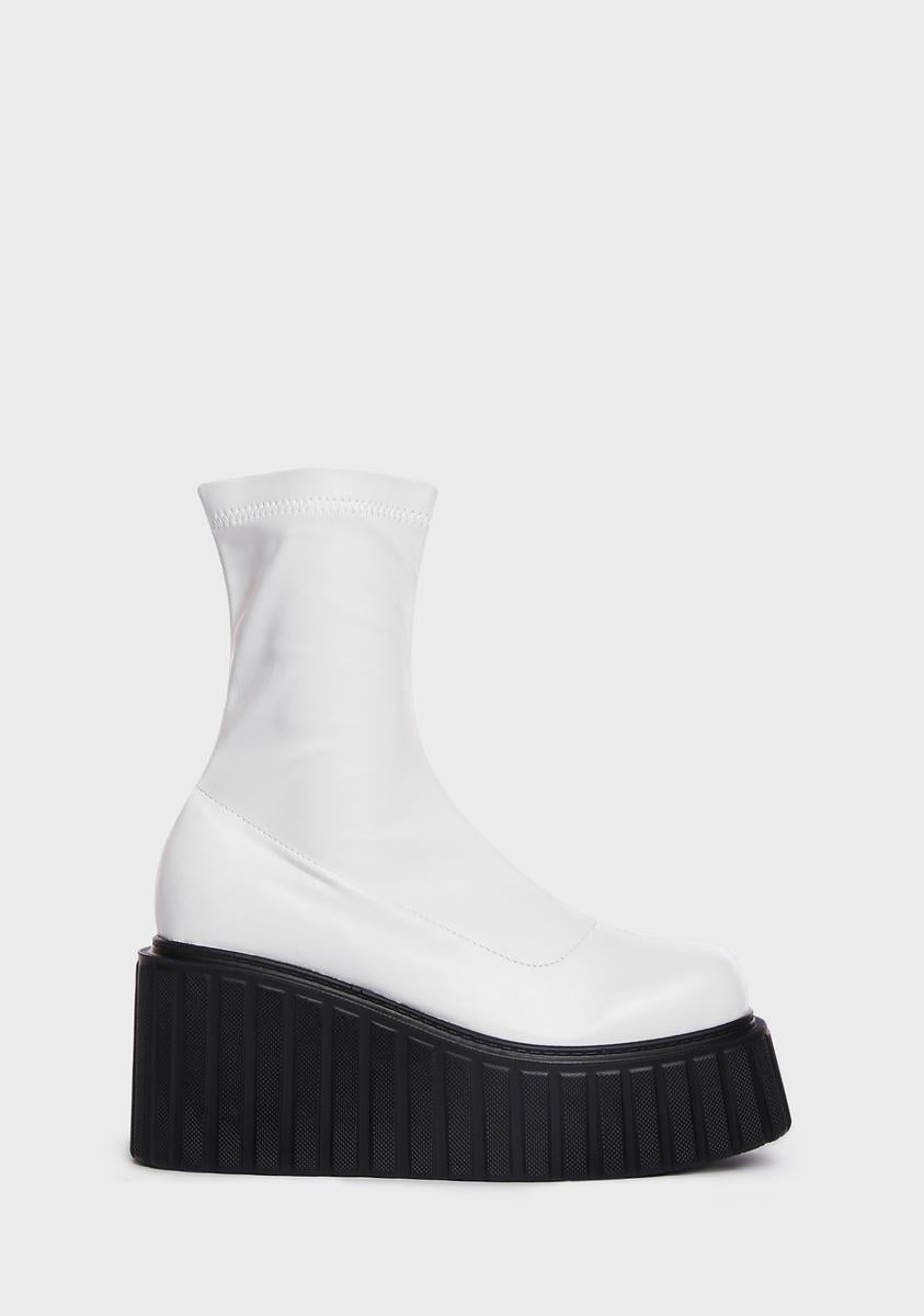 White Muster Up Platform Creeper Boots Lamoda,New Products : American Fashion Style Bags On Sale