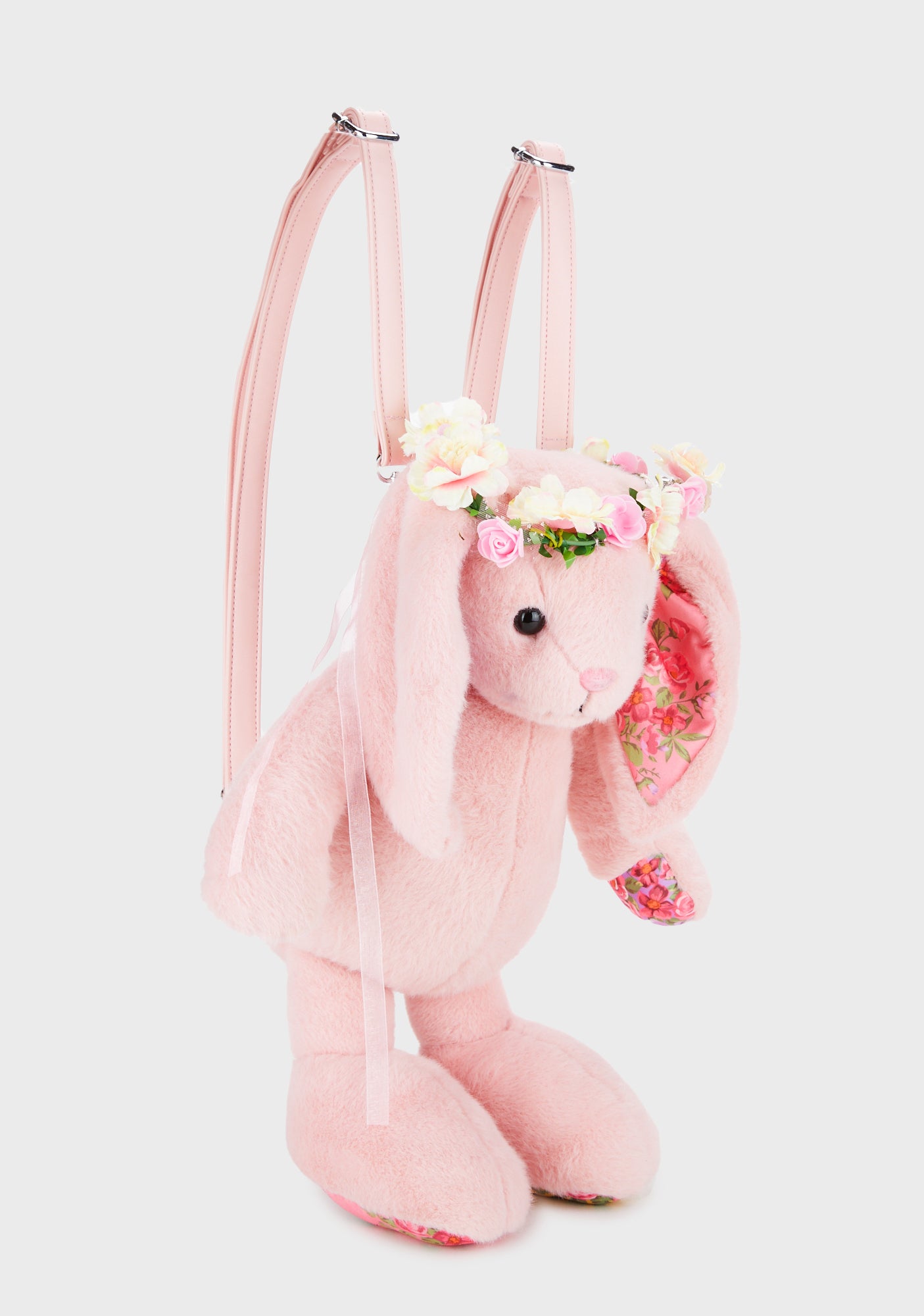 Sugar Thrillz Faux Fur Floral Crown Bunny Backpack Pink Dolls Kill