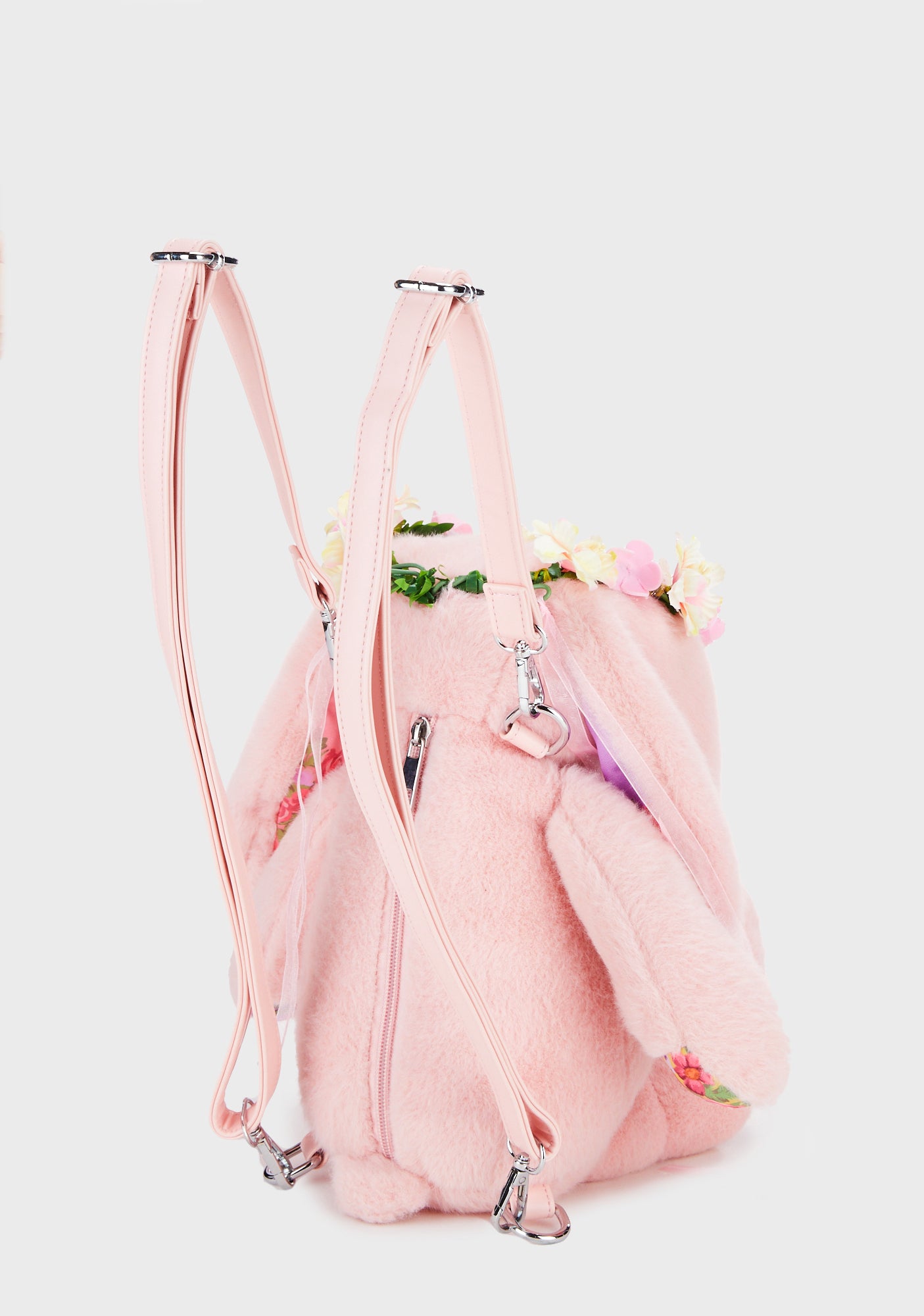 Sugar Thrillz Faux Fur Floral Crown Bunny Backpack - Pink – Dolls Kill