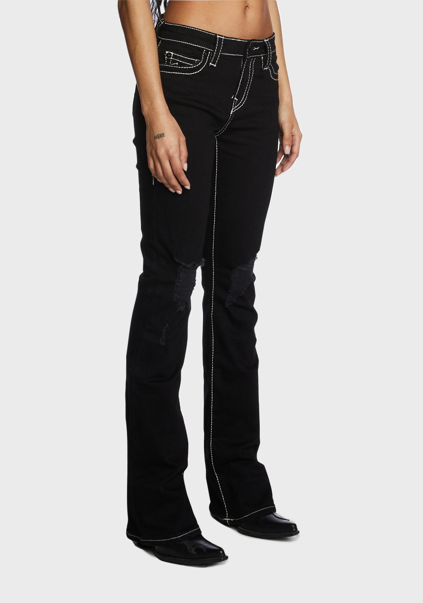 True Religion Brand Jeans Low Rise Bootcut Jeans - Black Rinse