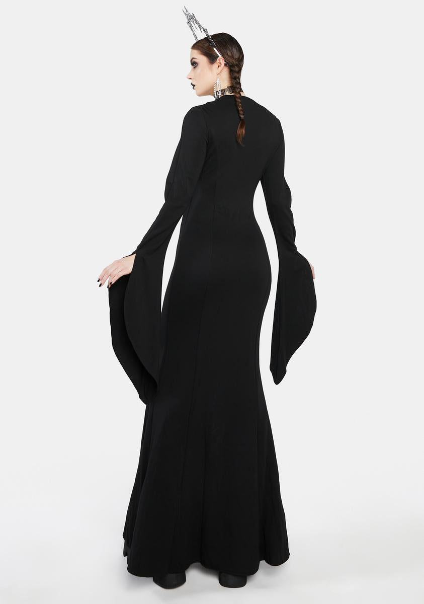Red Night Gothic Cut Out Maxi Bell Sleeve Dress - Black Dolls Kill Red Night Gothic Cut Out Maxi Bell Sleeve Dress - Black Dolls Kill
