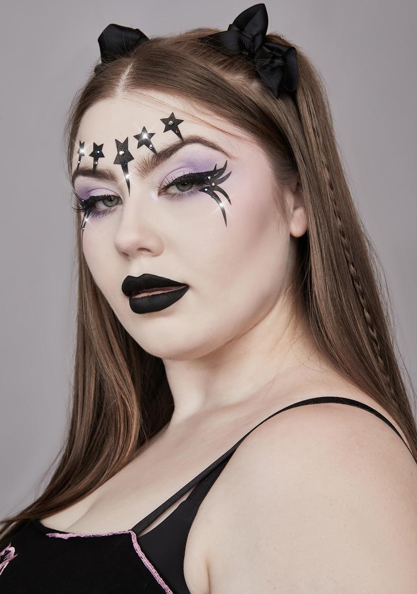 Shooting Star And Lashes Face Jewels Black Dolls Kill
