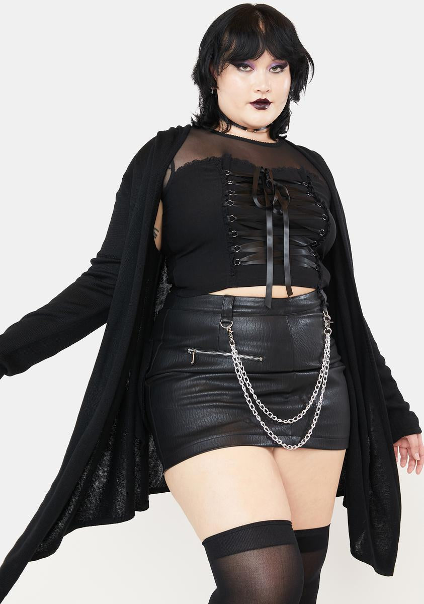 Plus Size The Grave Girls Long Hoodie Cardigan Black – Dolls Kill