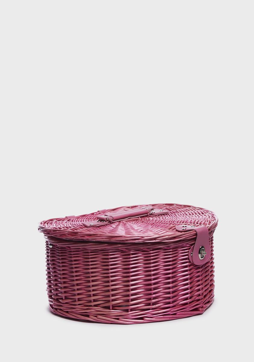 Dolls Home Heart Picnic Basket With Cutlery Set PinkNN Dolls Kill