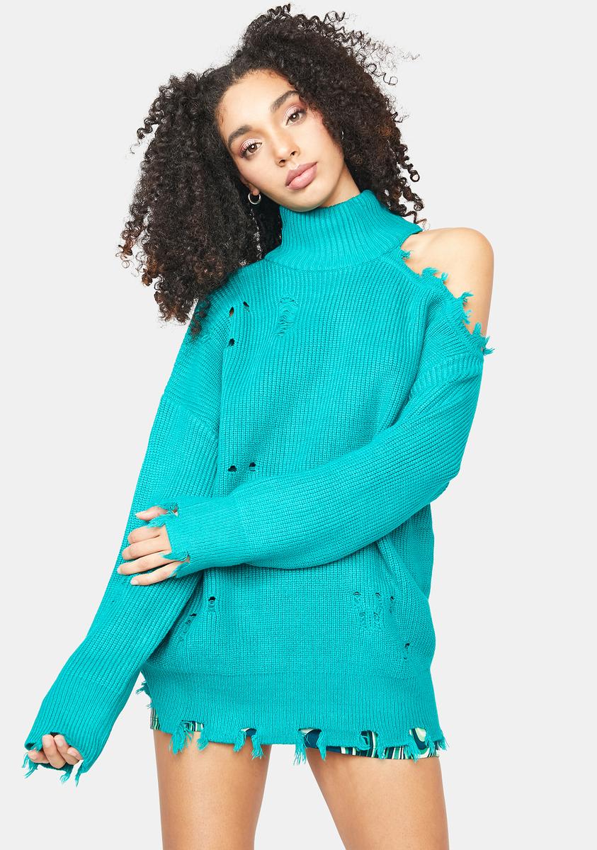 Emerald Reaching Out Distressed Sweater,Specials : American Fashion Style Bags On Sale
