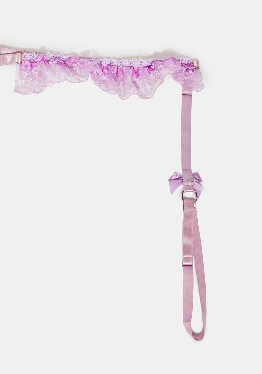 Lace And Ruffle Garter Belt - Pastel Purple Dolls Kill Lace And Ruffle Garter Belt - Pastel Purple Dolls Kill