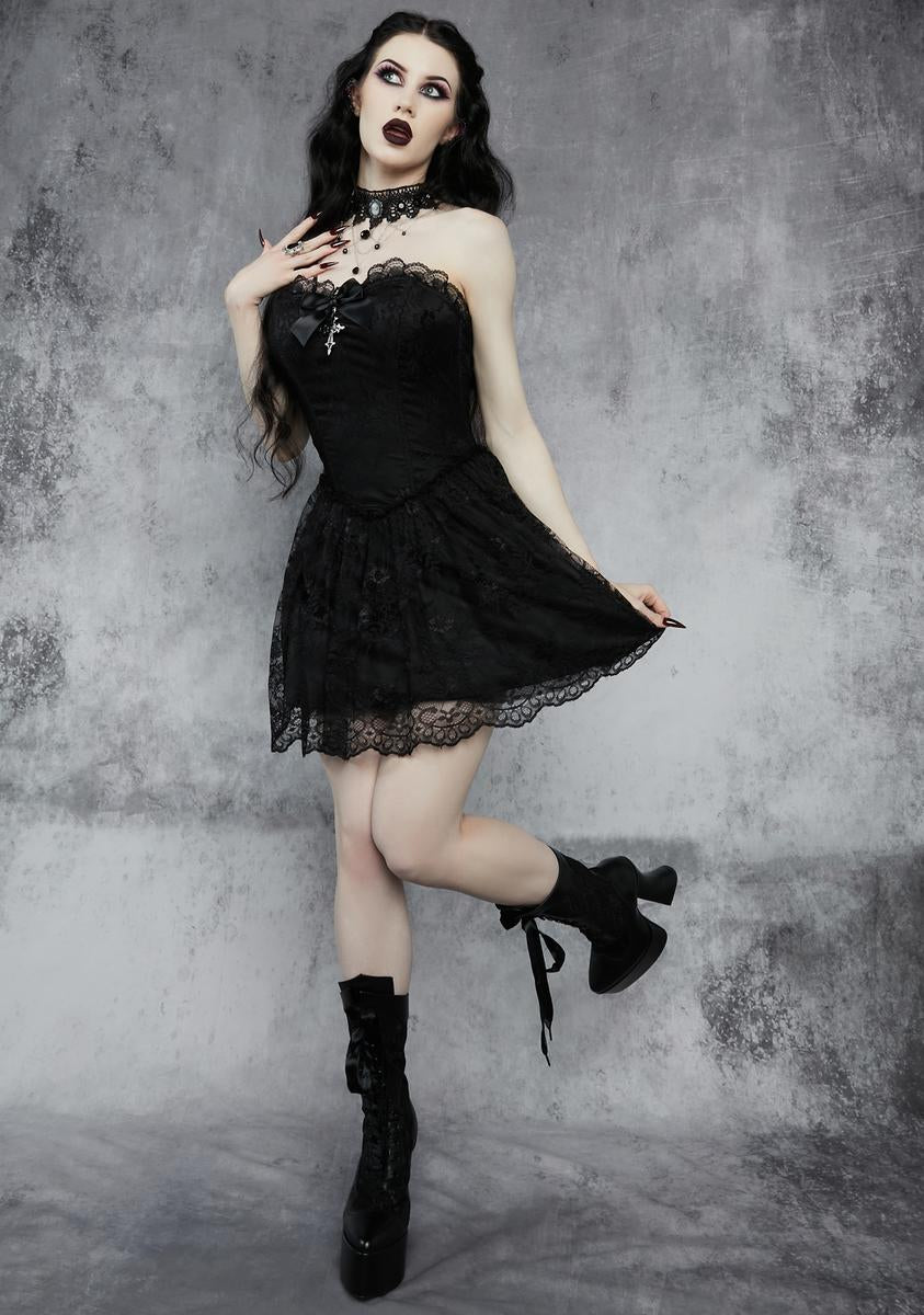 Widow Strapless Lace Mini Dress