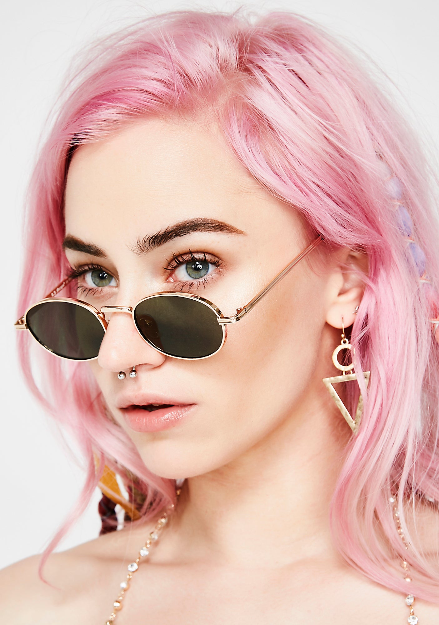 Gold Oval Sunglasses – Dolls Kill