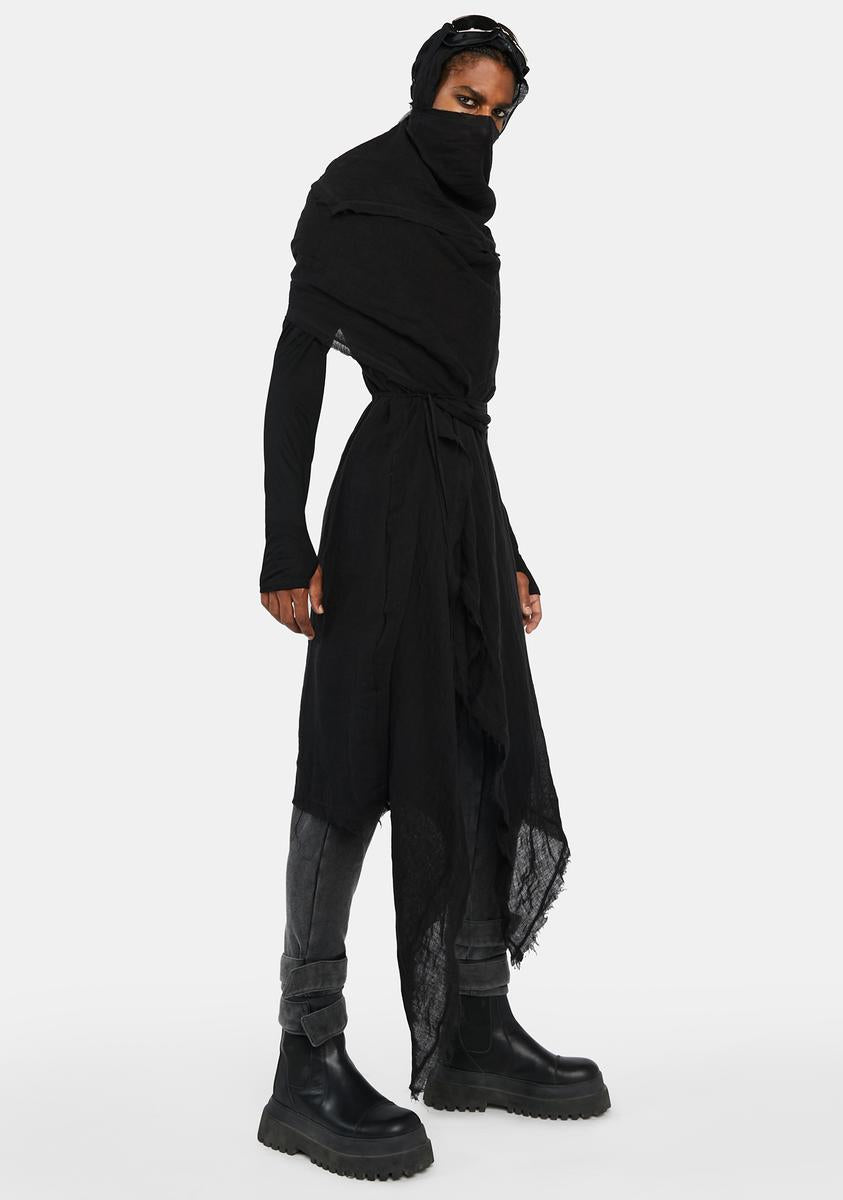 Darker Wavs Unisex Hooded Long Wrap Cardigan - Black – Dolls Kill