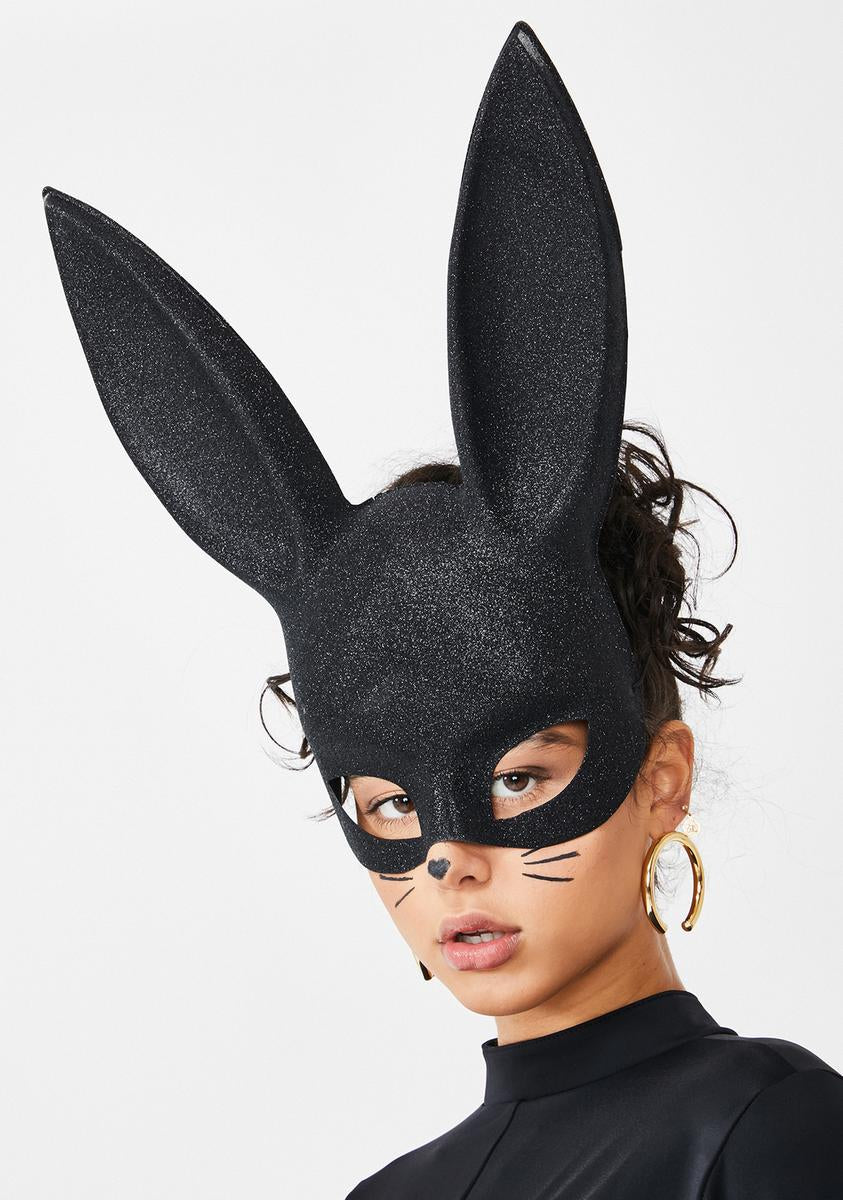 Black Glitter Bunny Mask – Dolls Kill