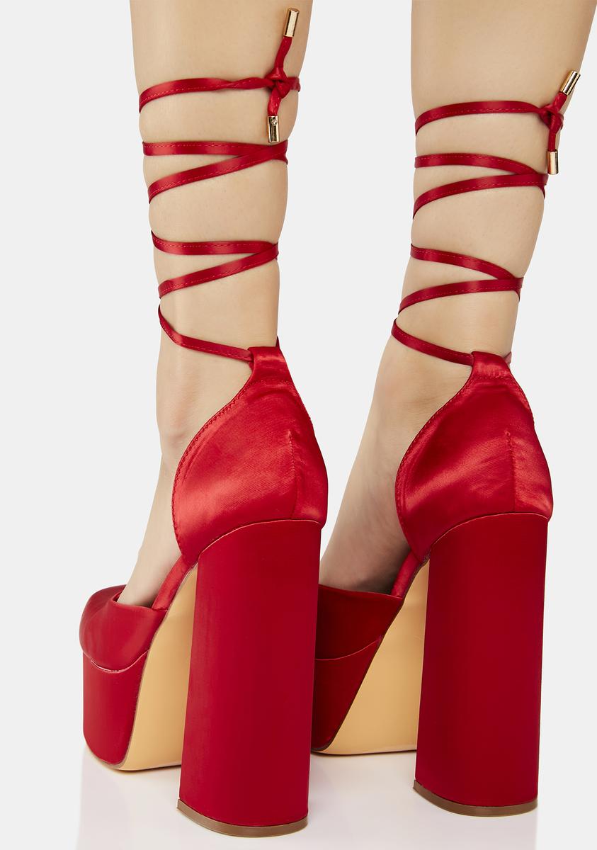Satin Platform Wrap Heels Red Dolls Kill
