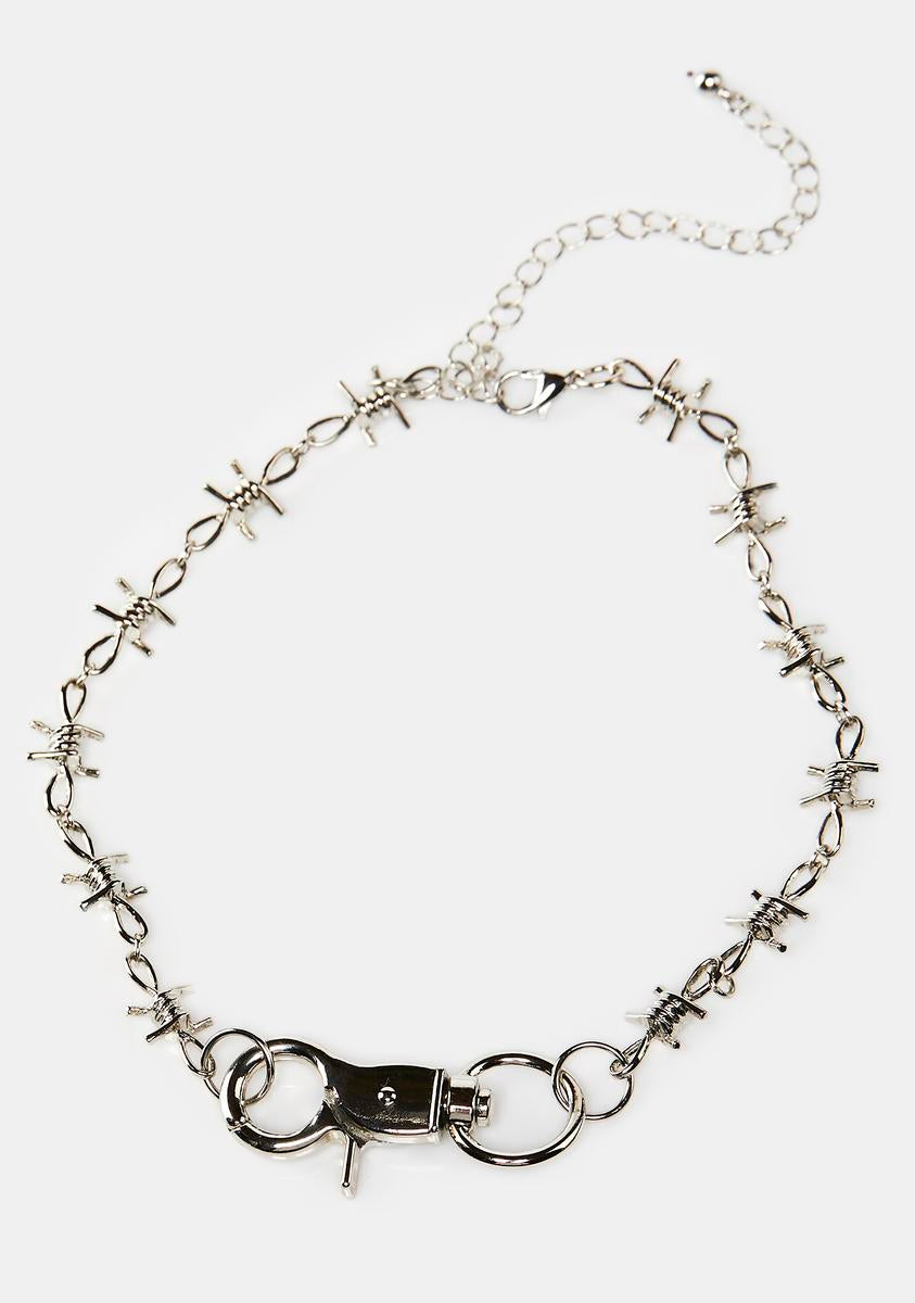 Barbed Wire Clasp Chain Choker Necklace Silver – Dolls Kill