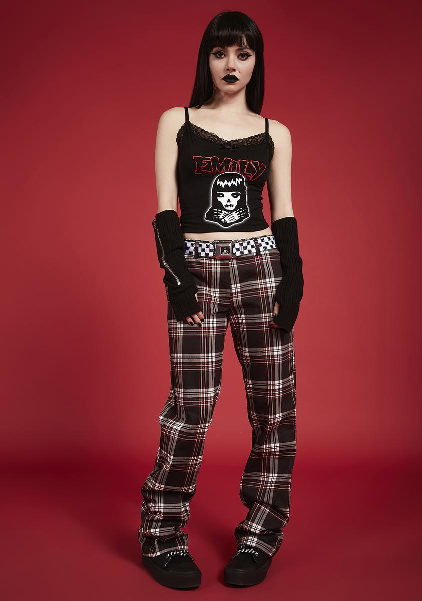 Dolls Kill X Emily The Strange Plaid Wide Leg Trousers