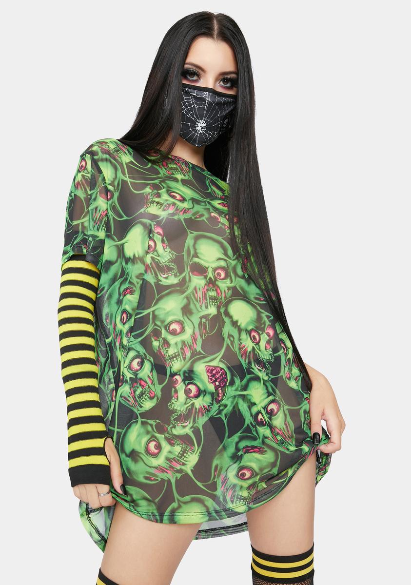 Halloween Dolls Kill Zombie Mesh T Shirt Dress