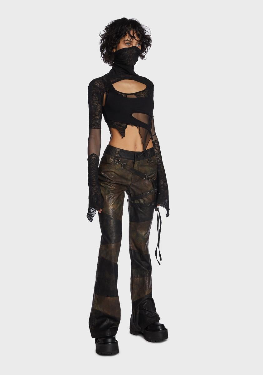DARKER WAVS Fishnet Mesh Tank And Mask Shrug Set - Black – Dolls Kill